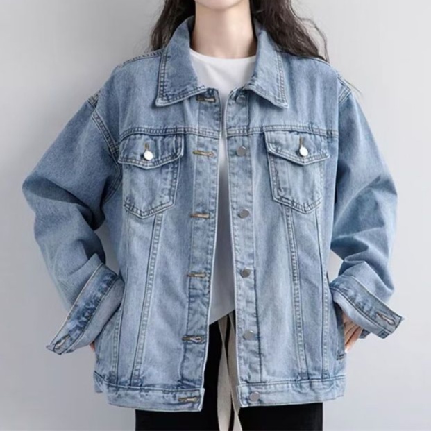 デニムファッション ゆったりオーバーサイズデニムジャケット