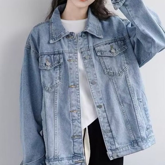 デニムファッション ゆったりオーバーサイズデニムジャケット