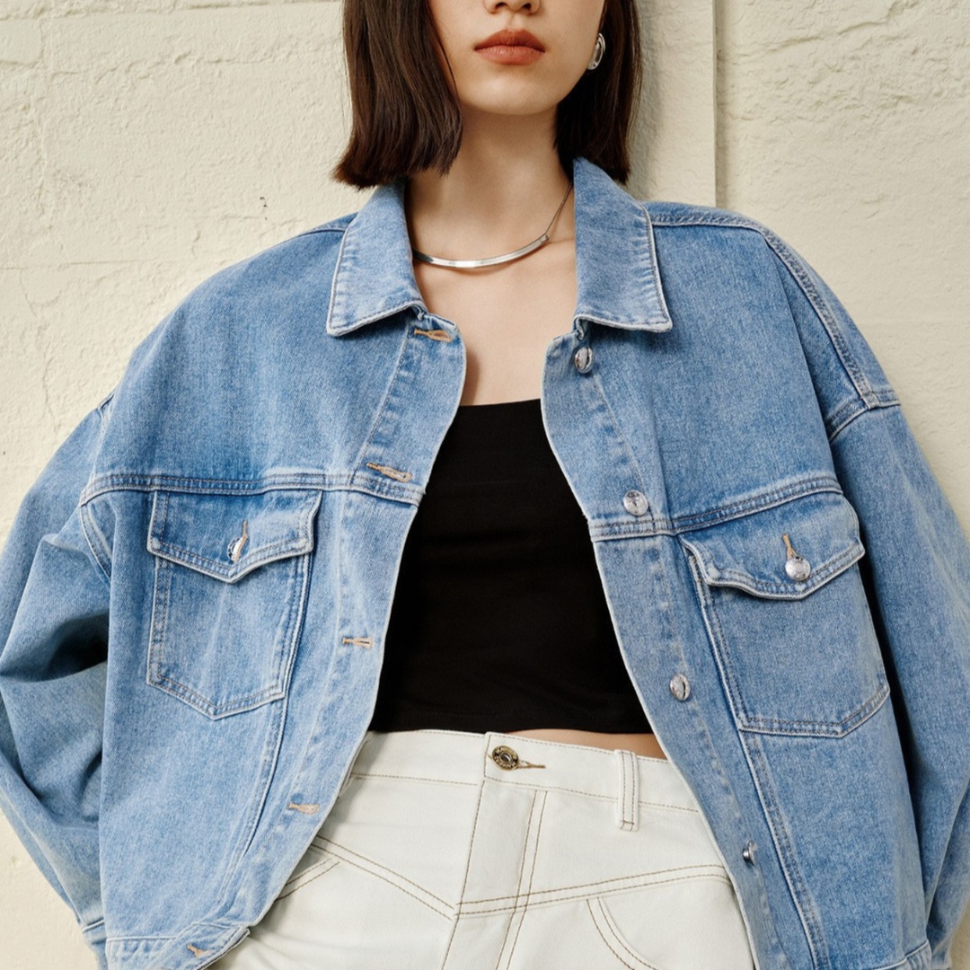デニムファッション ゆったりシルエットデニム上着