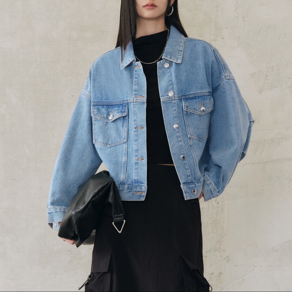デニムファッション ゆったりシルエットデニム上着