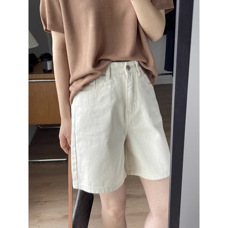 デニムファッション ゆったりシルエット 綿麻ショートパンツ