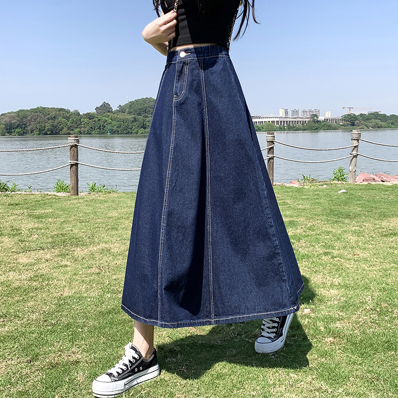 デニムファッション さわやか季節のデニムフレアースカート
