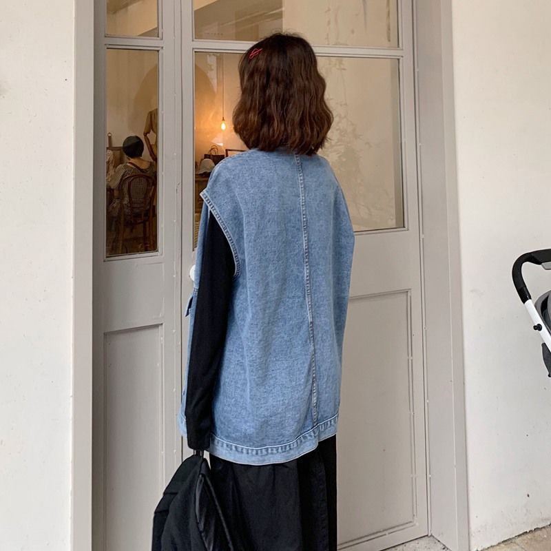 デニムファッション ゆったりシルエットデニムベスト