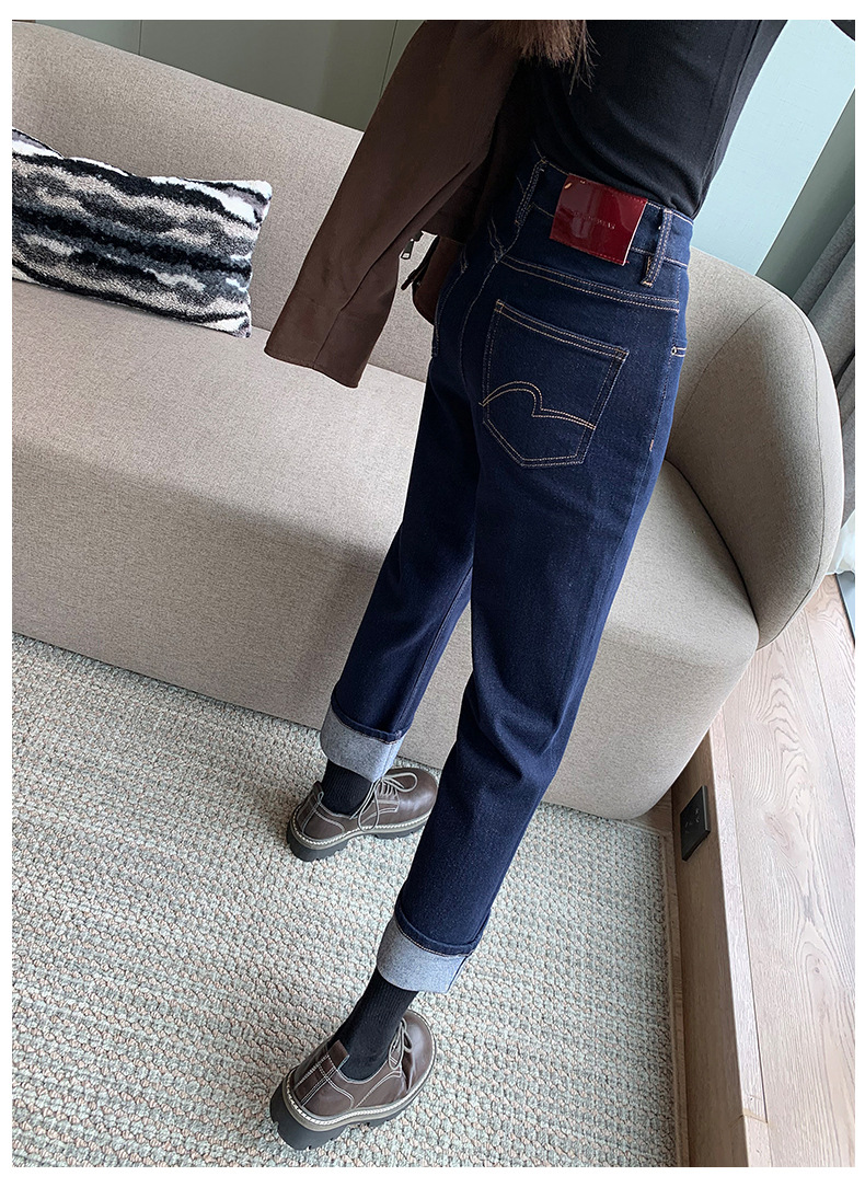 デニムファッション クラシック ロールアップ ストレートデニム
