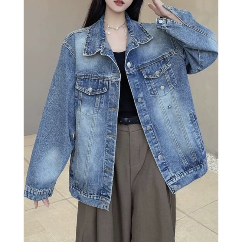デニムファッション ゆったりオーバーサイズデニムジャケット