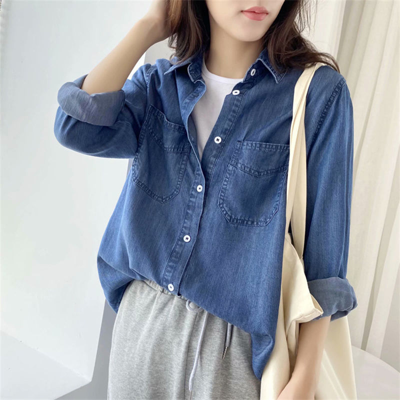 デニムファッション ゆったりシルエットデニムシャツ