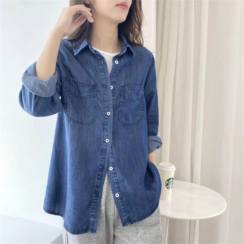デニムファッション ゆったりシルエットデニムシャツ