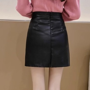 レザーファッション シンプル切り替えミニスカート
