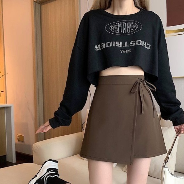 レザーファッション ラップデザイン ミニスカート