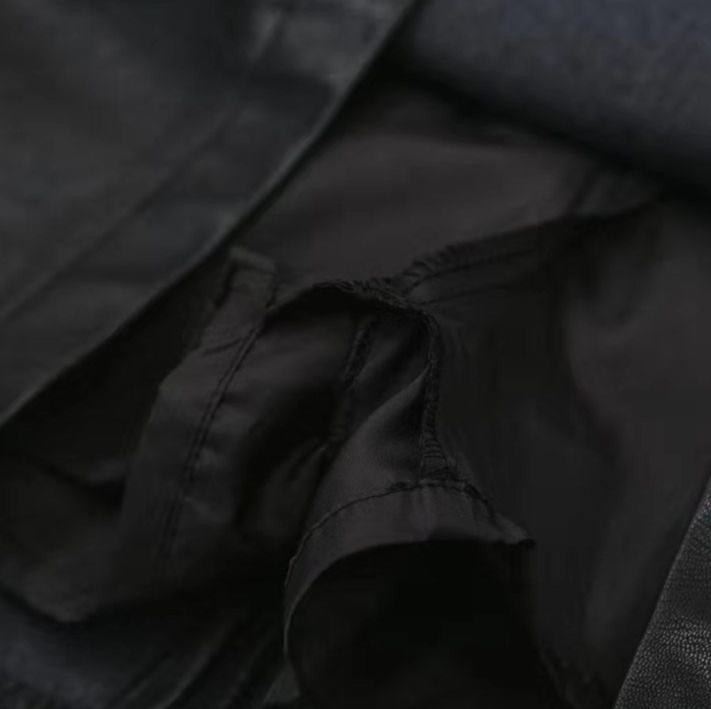 レザーファッション ボタン付きアシンメトリーレザースカート
