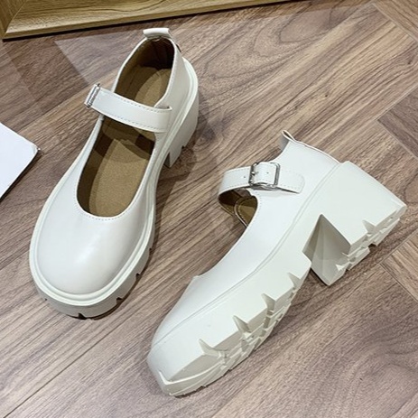 レザーファッション 厚底ストラップシューズ