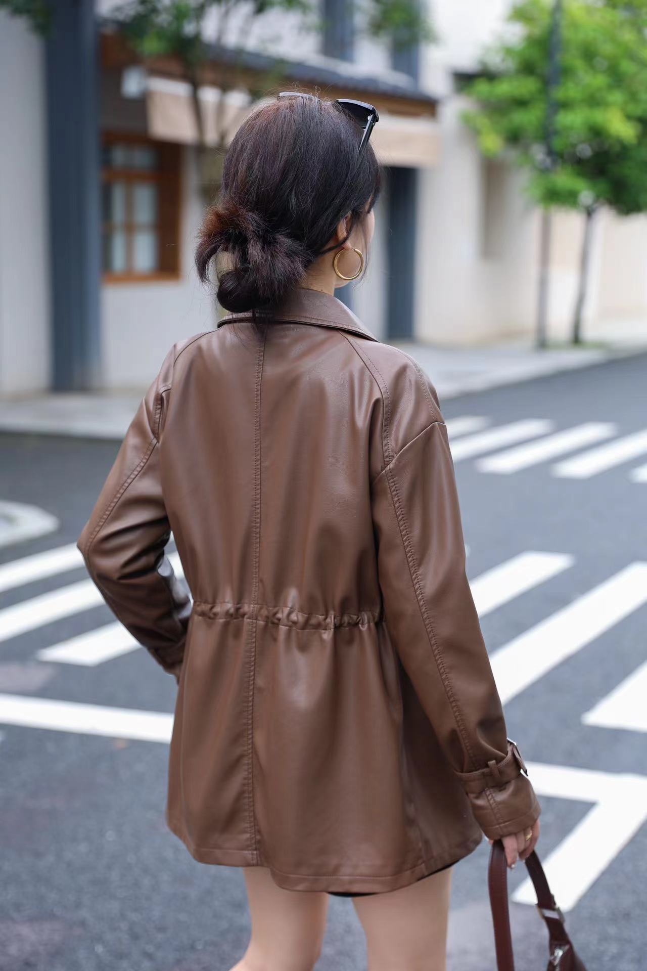 レザーファッション シンプル美シルエット定番ライダース