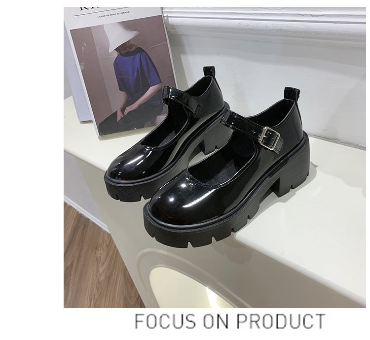 レザーファッション 厚底ストラップシューズ