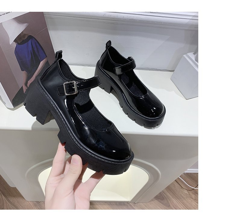 レザーファッション 厚底ストラップシューズ