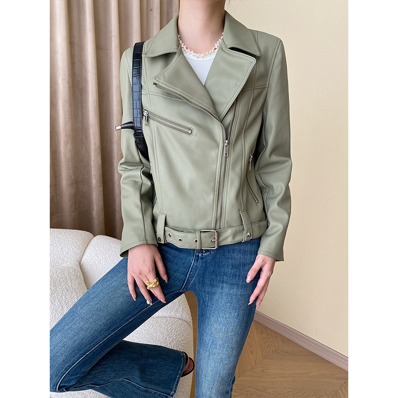 レザーファッション 上質感シンプルライダースジャケット