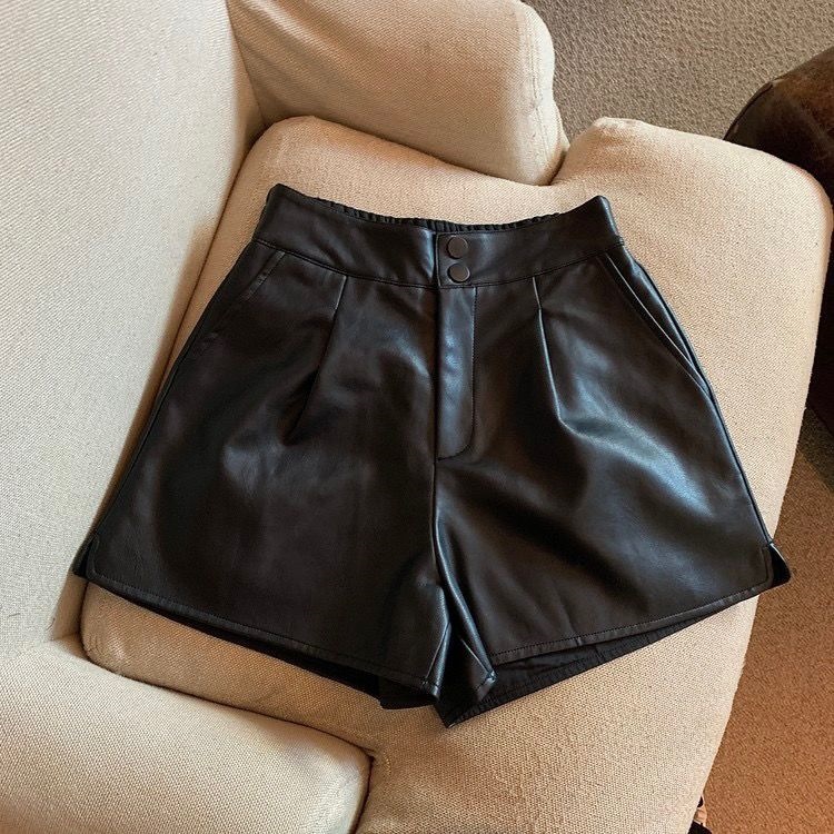 レザーファッション 上質シープスキン プリーツレザーショートパンツ