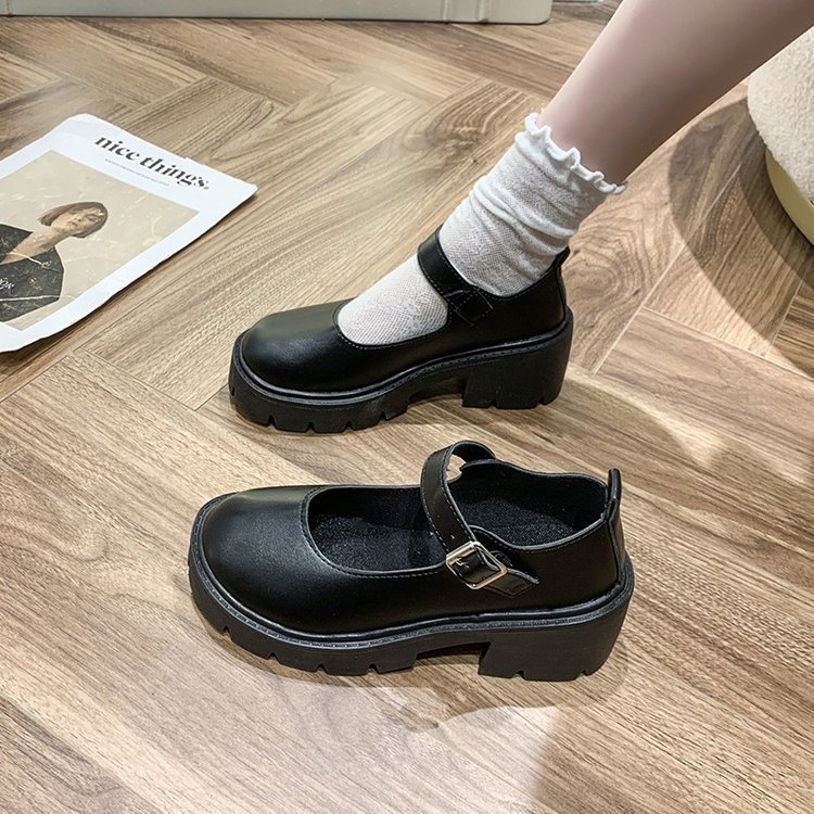 レザーファッション 厚底ストラップシューズ