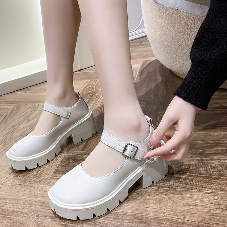 レザーファッション 厚底ストラップシューズ