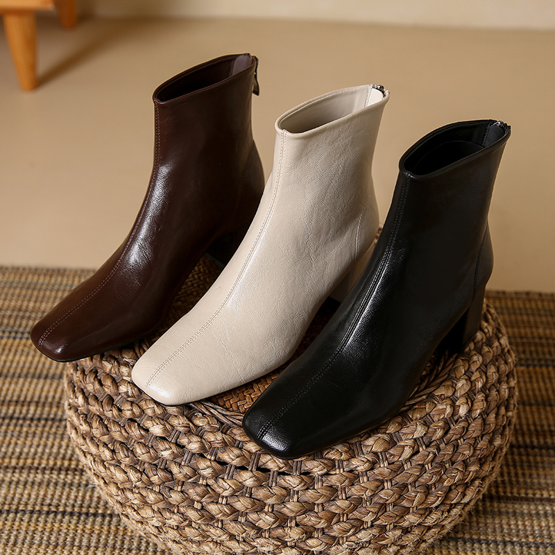 レザーファッション 定番ショートレザーブーツ