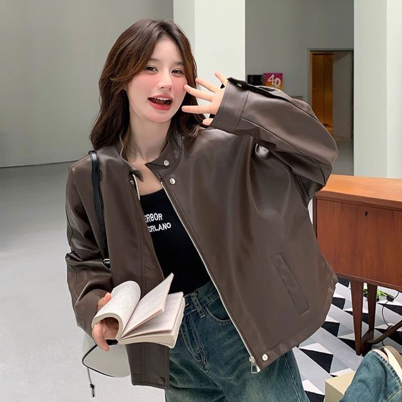 レザーファッション ゆったりシルエット革ジャケット