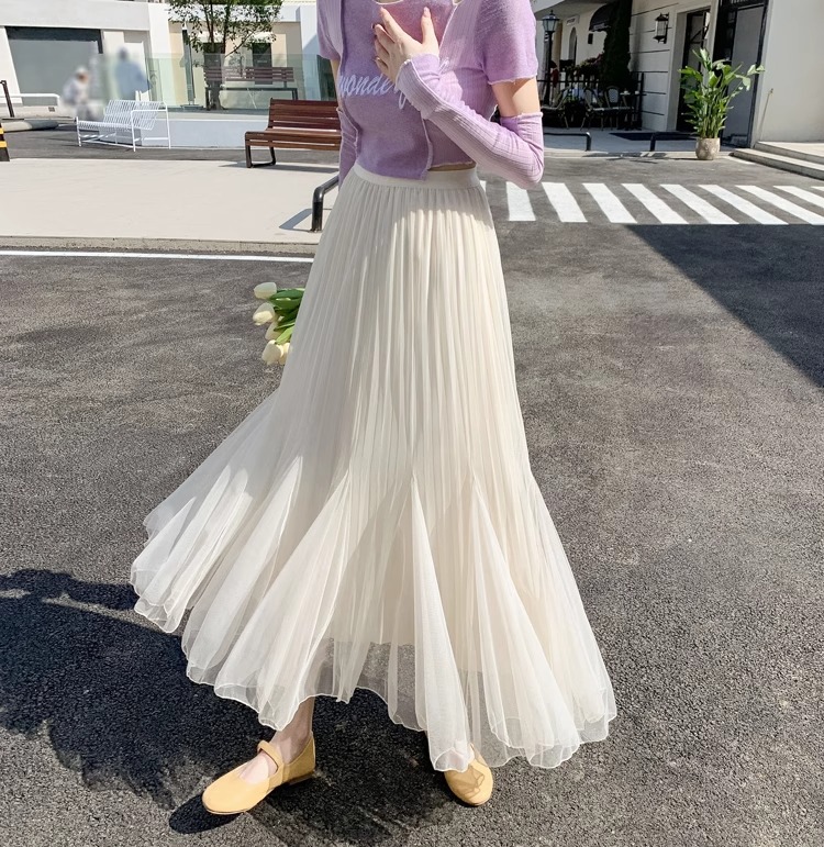 ロングスカート ふんわり揺れる プリーツマーメイドスカート