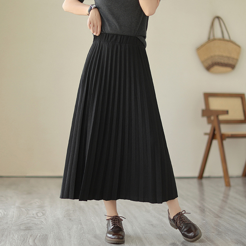 ロングスカート ふんわり優雅なプリーツミディスカート