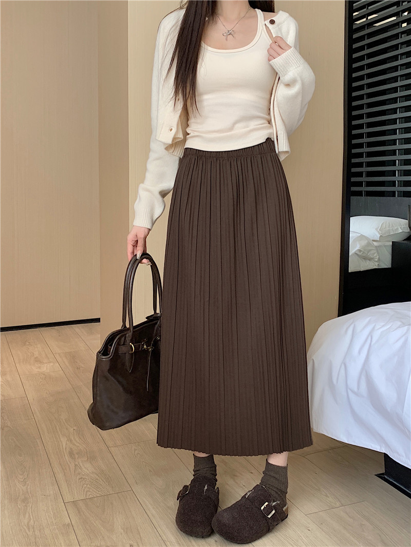 ロングスカート 優雅なロングプリーツスカート