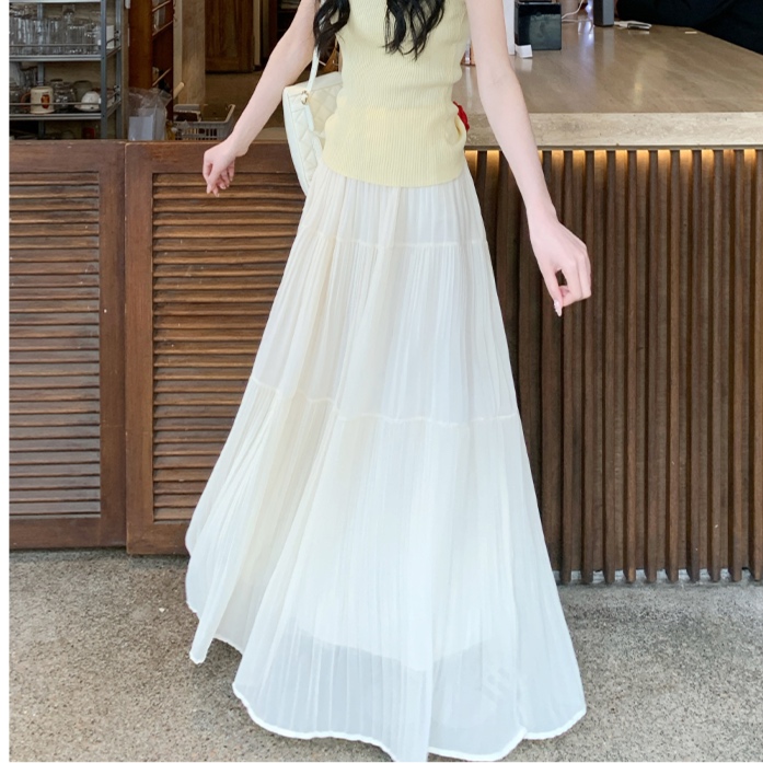 ロングスカート ふんわり優雅なプリーツマキシスカート