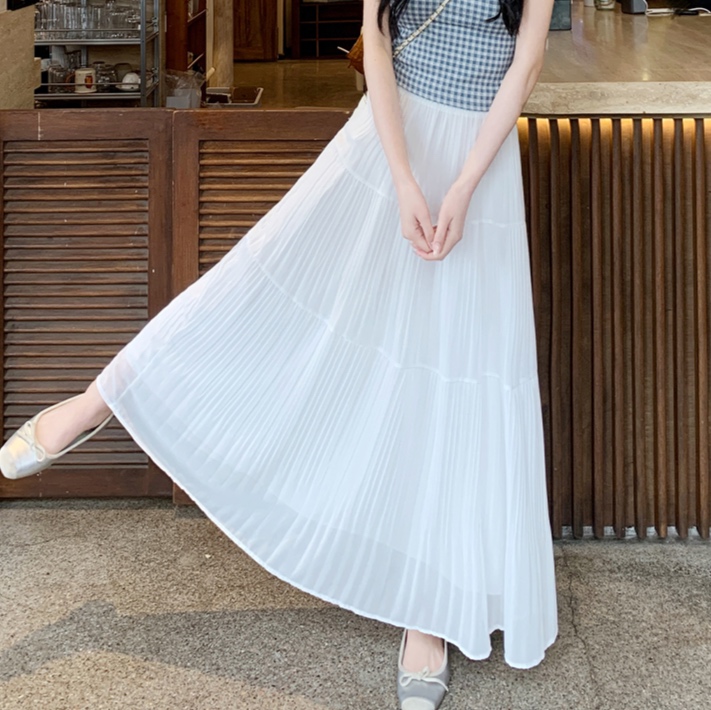 ロングスカート ふんわり優雅なプリーツマキシスカート