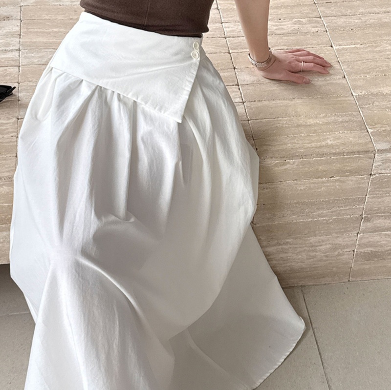 ロングスカート 折り返しデザインふんわりスカート