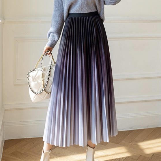 ロングスカート グラデーションプリーツスカート
