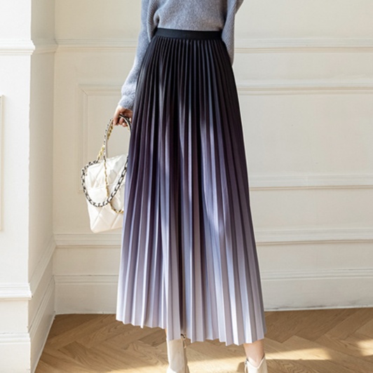 ロングスカート グラデーションプリーツスカート