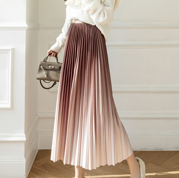 ロングスカート グラデーションプリーツスカート