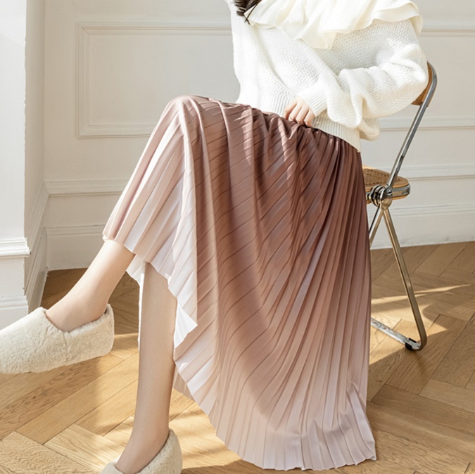 ロングスカート グラデーションプリーツスカート