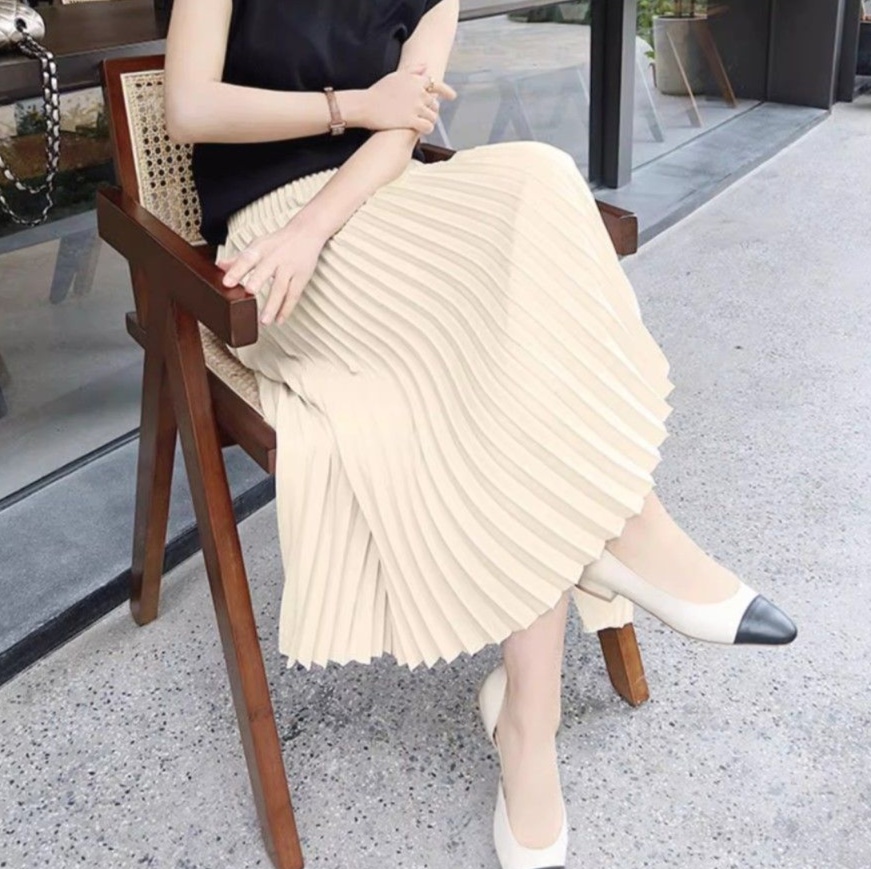 ロングスカート 上品プリーツゆったりスカート