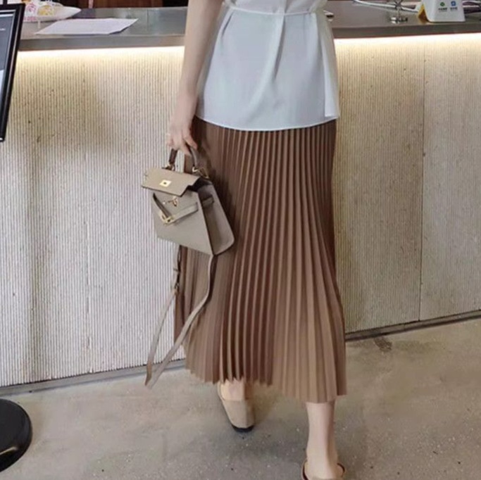 ロングスカート 上品プリーツゆったりスカート