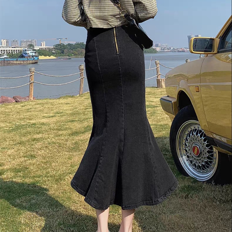 ロングスカート 優美なラインマーメイドデニムスカート