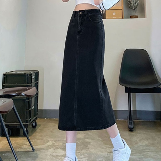 ロングスカート すっきりシルエット大人の背面スリットスカート