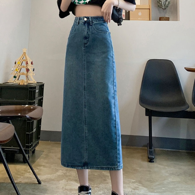 ロングスカート すっきりシルエット大人の背面スリットスカート