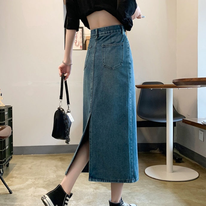ロングスカート すっきりシルエット大人の背面スリットスカート