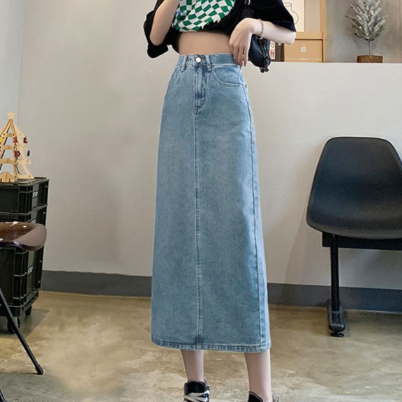 ロングスカート すっきりシルエット大人の背面スリットスカート