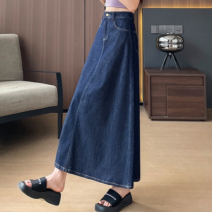 ロングスカート ハイウエストフレアAラインスカート