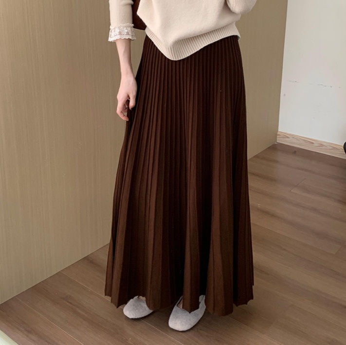 ロングスカート 優美なロングプリーツスカート