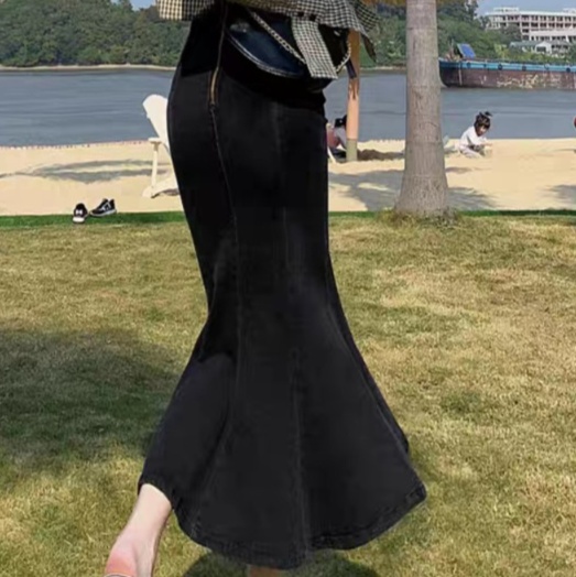 ロングスカート 優美なラインマーメイドデニムスカート
