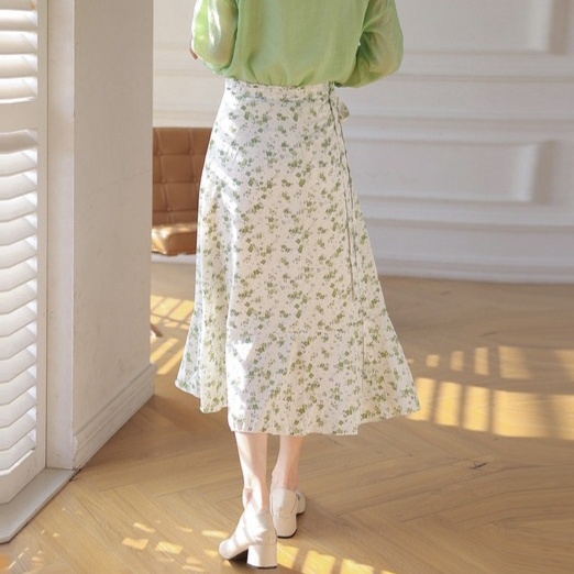 花柄シフォン優美ロングスカート