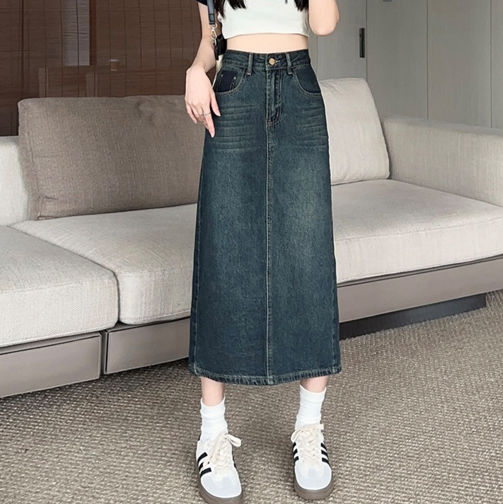 ロングスカート 大人の余裕ある着こなしロングデニム