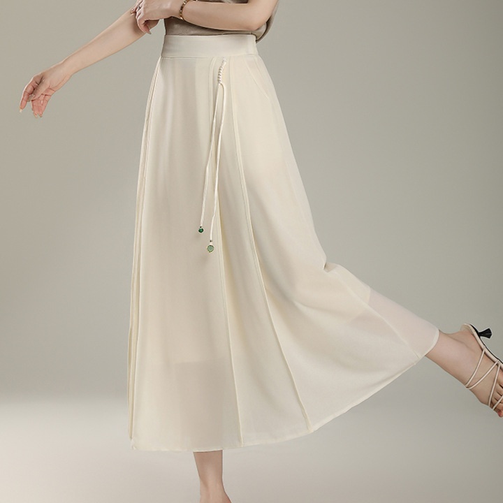 ロングスカート 優雅な揺れ感 ドレープシフォンスカート