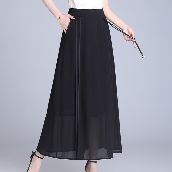 ロングスカート 優雅な揺れ感 ドレープシフォンスカート