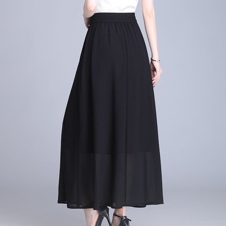 ロングスカート 優雅な揺れ感 ドレープシフォンスカート