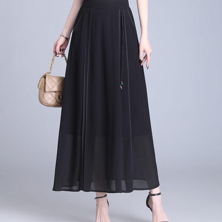 ロングスカート 優雅な揺れ感 ドレープシフォンスカート